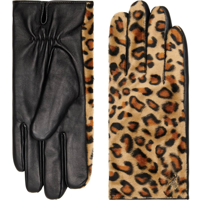 Leopard - handskar i fårskinn med varmt fleecefoder och pekskärmsfunktion